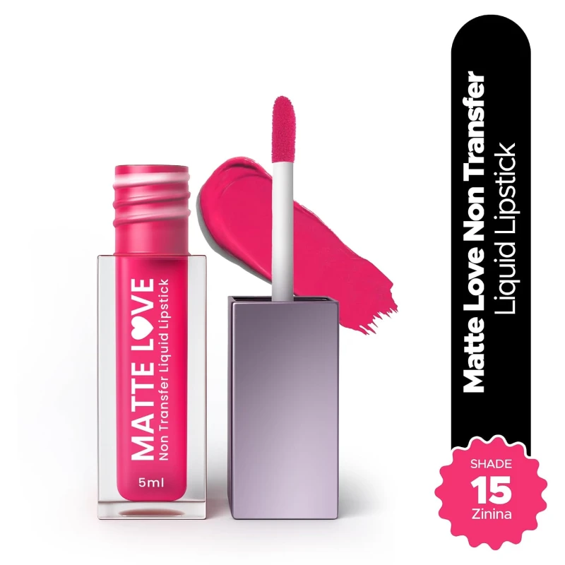 Hilary Rhoda Matte Love Non Transfer Liquid Lipstick | Lightweight & Matte Finish | Waterproof Lipstick for Women | Long Lasting & Non-Drying Lipstick | 5ml (Zinina - Shade 15) thumbnail 2
